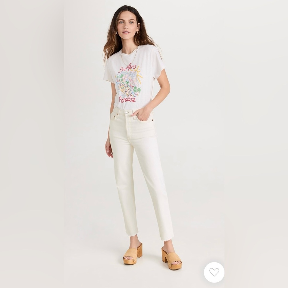 Redone 70s HIGH RISE STOVE PIPE Women's White Jeans size 27